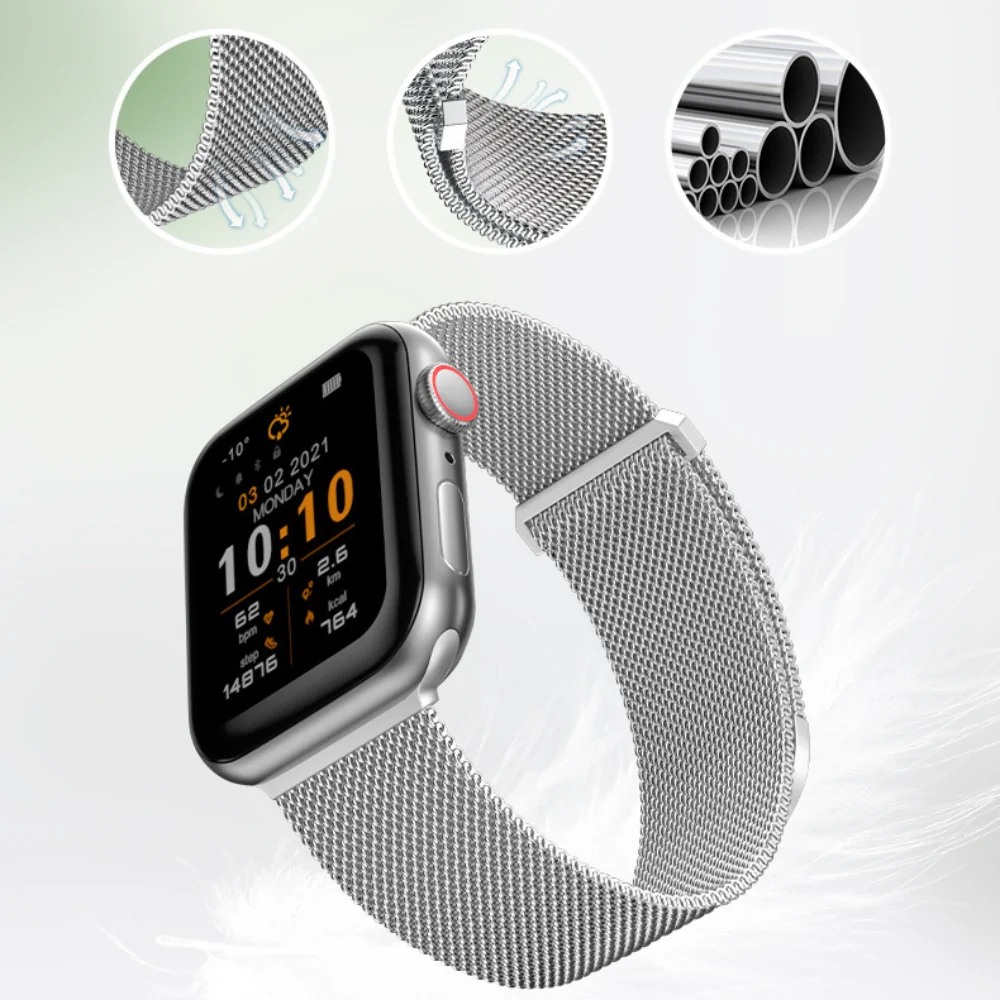 Apple Watch Series 1/2/3/4/5/6/SE/7/8/9/10/Ultra - Metal Clasp Magnetic Round Head Watch Band - Image 12