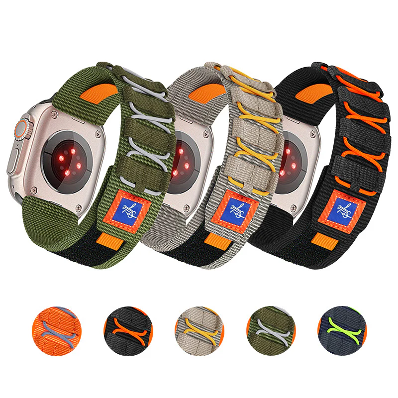 Apple Watch Series 1/2/3/4/5/6/SE/7/8/9/10/Ultra - Velcro Sports Nylon Watch Band - Image 3