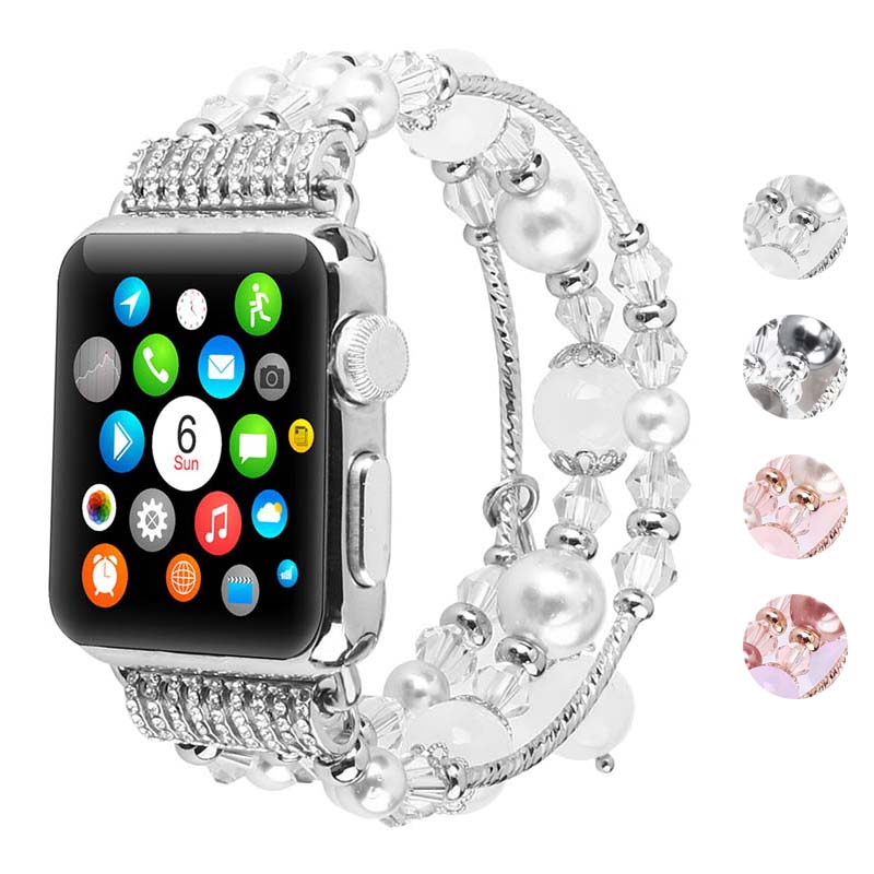 Apple Watch Series 1/2/3/4/5/6/SE/7 Gen - Fashion Agate Beaded Watch Band Chain - Image 2