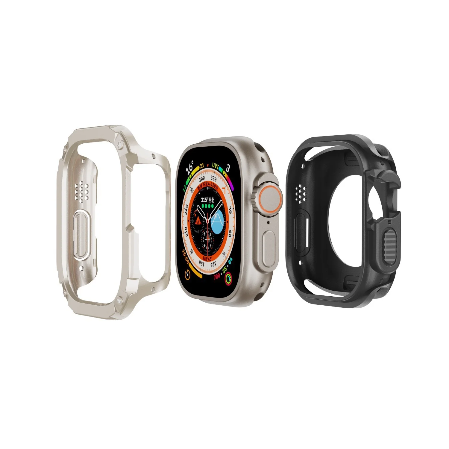 Apple Watch Series 7/8/9/10/Ultra - Metal Armor Hollow-out Heavy Duty Series Case - Image 9