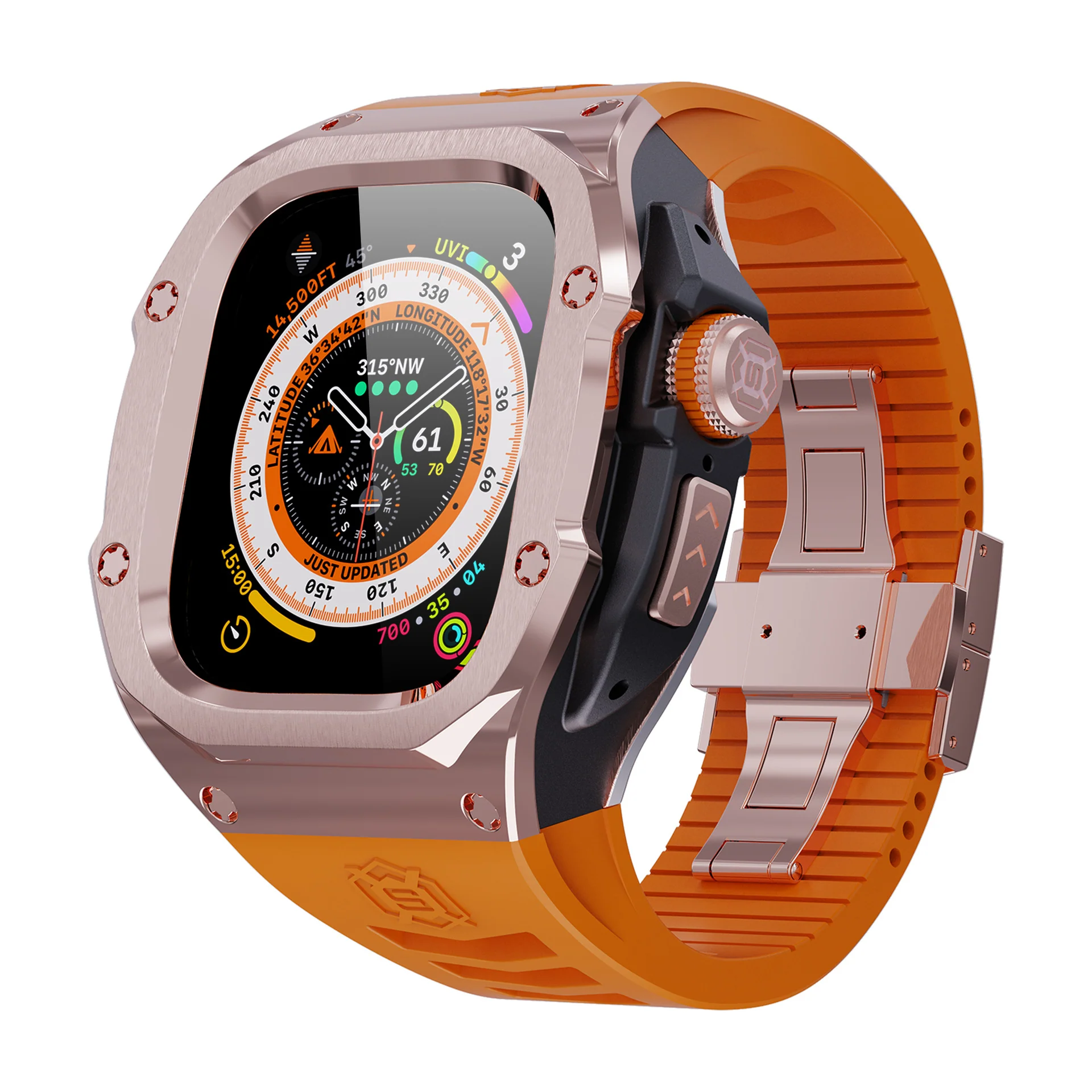 Apple Watch Series 7/8/9/Ultra - Mechanical Metal Stainless Steel Heavy Duty Series Watch Case