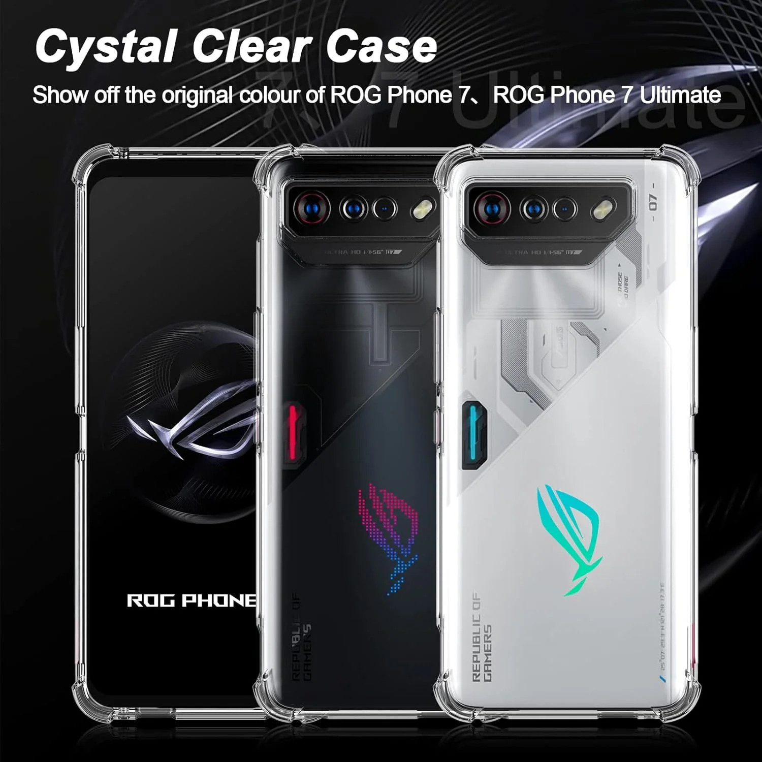 Asus ROG Phone 7/7 Ultimate - AirPillow Cushion Transparent Soft Clear TPU Four Corners Protective Case With 2PC 9H Tempered Glass Screen Protector - Image 3