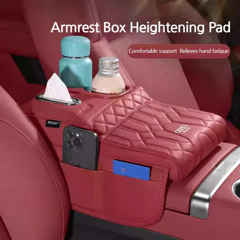 Audi Car Multi-Functional Leather Armrest Box Heightening Pad for A4L, A6L, A3, A5, A7, Q5L, Q3, Q6, Q7 - Image 2