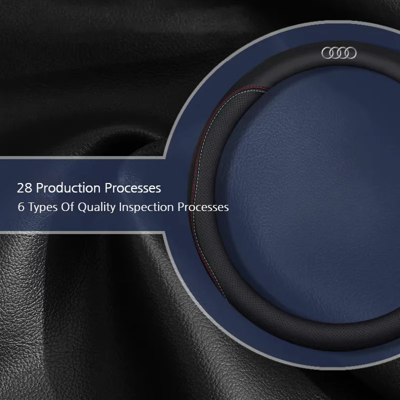 Audi Genuine Leather Breathable Steering Wheel Cover for Q5L, A4L, A6L, A3, A5, A7, A8, Q3, Q7, Q8 - Image 2