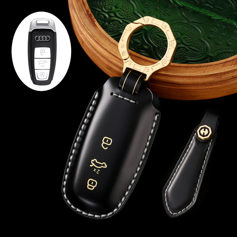 Audi Genuine Leather Protection Car Key Fob Case Cover For A3, A6, A7, A8, Q7, Q8, E-Tron, S3, S6, S7, SQ7, SQ8, RS6, RS7, A6L - Image 10