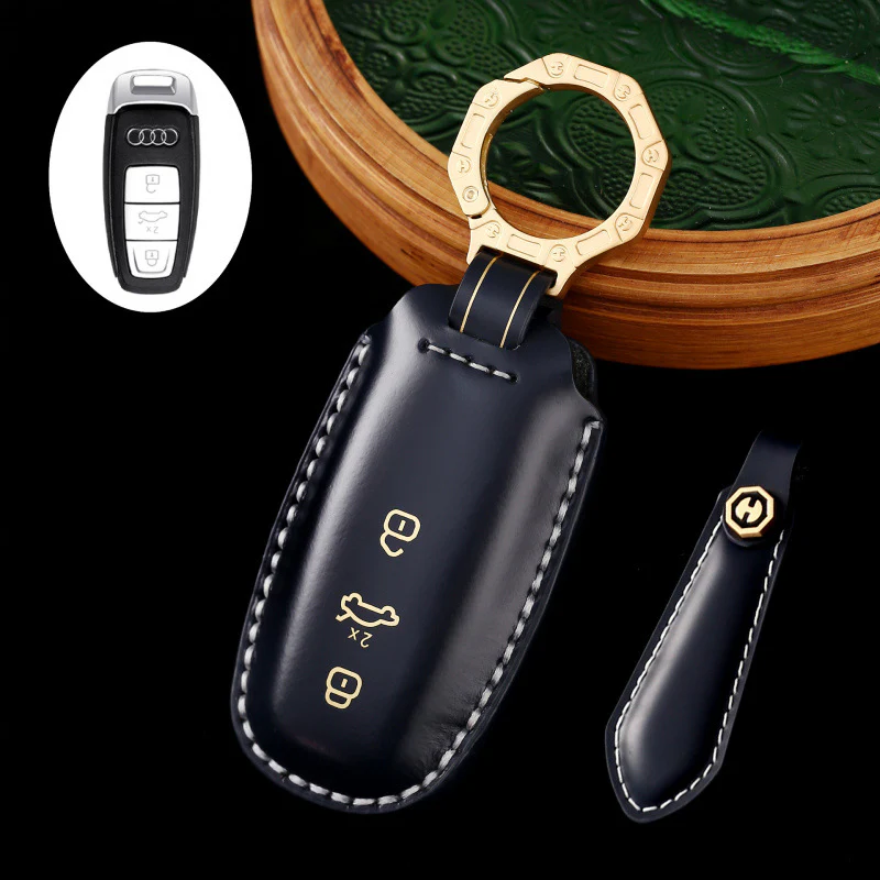 Audi Genuine Leather Protection Car Key Fob Case Cover For A3, A6, A7, A8, Q7, Q8, E-Tron, S3, S6, S7, SQ7, SQ8, RS6, RS7, A6L - Image 11