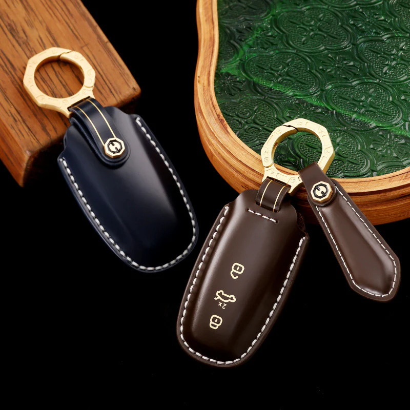 Audi Genuine Leather Protection Car Key Fob Case Cover For A3, A6, A7, A8, Q7, Q8, E-Tron, S3, S6, S7, SQ7, SQ8, RS6, RS7, A6L - Image 2