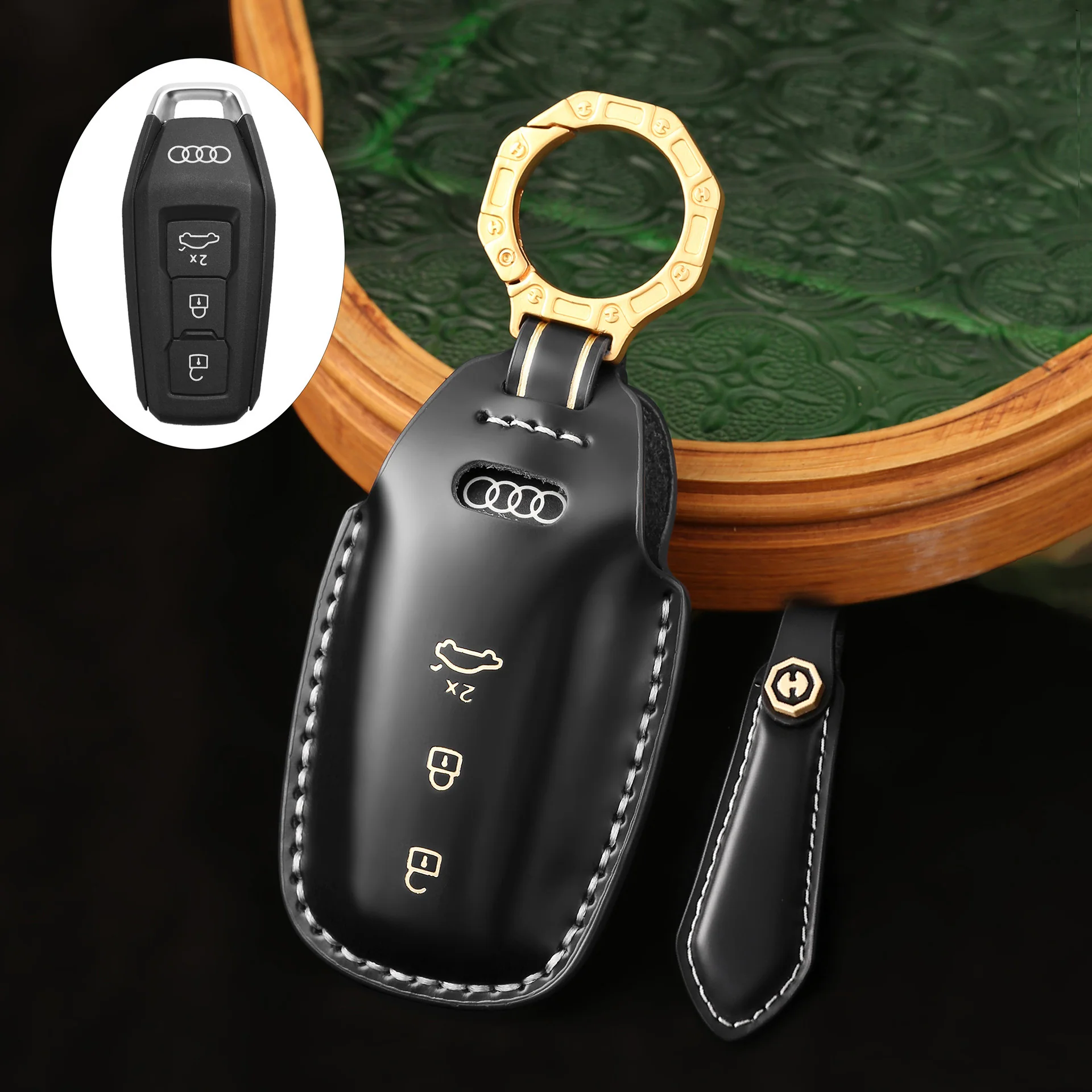 Audi Genuine Leather Protection Car Key Fob Case Cover For A5L 2025, Q6L e-tron 2025 - Image 4