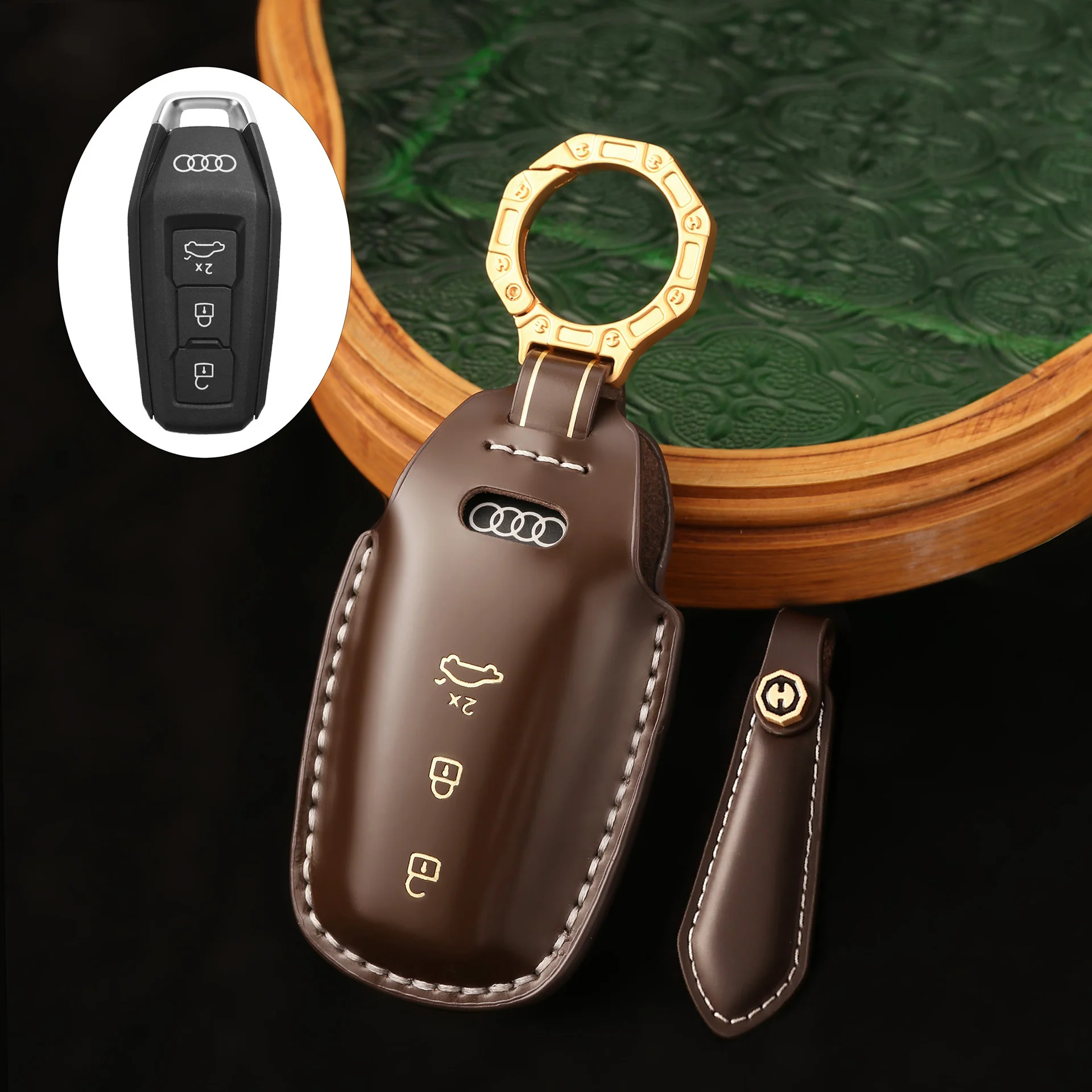 Audi Genuine Leather Protection Car Key Fob Case Cover For A5L 2025, Q6L e-tron 2025 - Image 5