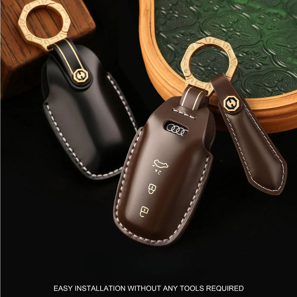 Audi Genuine Leather Protection Car Key Fob Case Cover For A5L 2025, Q6L e-tron 2025 - Image 6