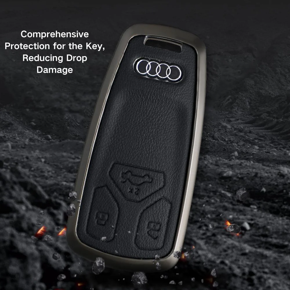 Audi Zinc Alloy + Leather Car Key Fob Case Cover For A4, A5, A6,A8, Q2, Q5, Q7 - Image 11