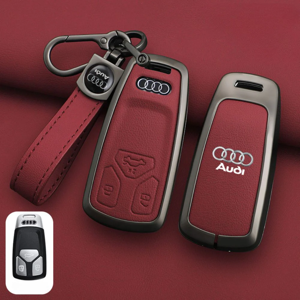 Audi Zinc Alloy + Leather Car Key Fob Case Cover For A4, A5, A6,A8, Q2, Q5, Q7 - Image 7