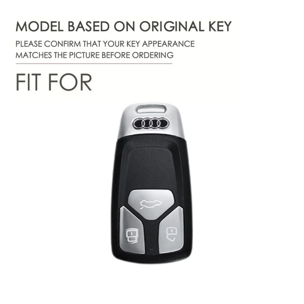 Audi Zinc Alloy + Leather Car Key Fob Case Cover For A4, A5, A6,A8, Q2, Q5, Q7 - Image 8