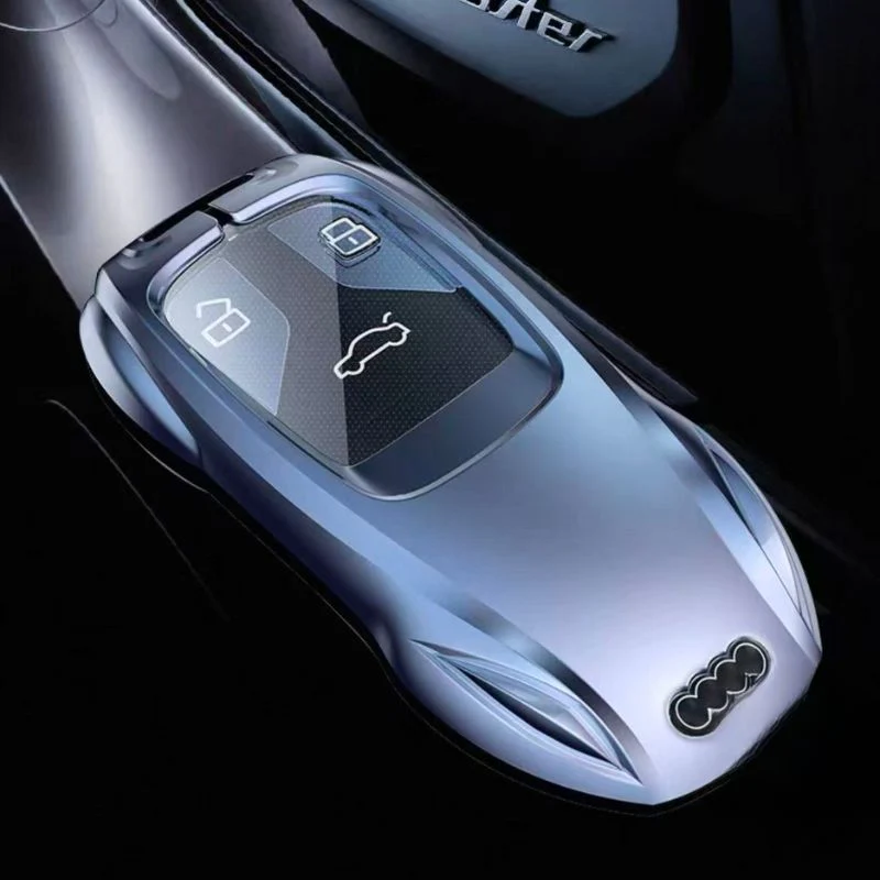 Audi Zinc Alloy Silicone Car Key Fob Case Cover For A3 For A4, A5, Q3, Q7, Audi TT - Image 2