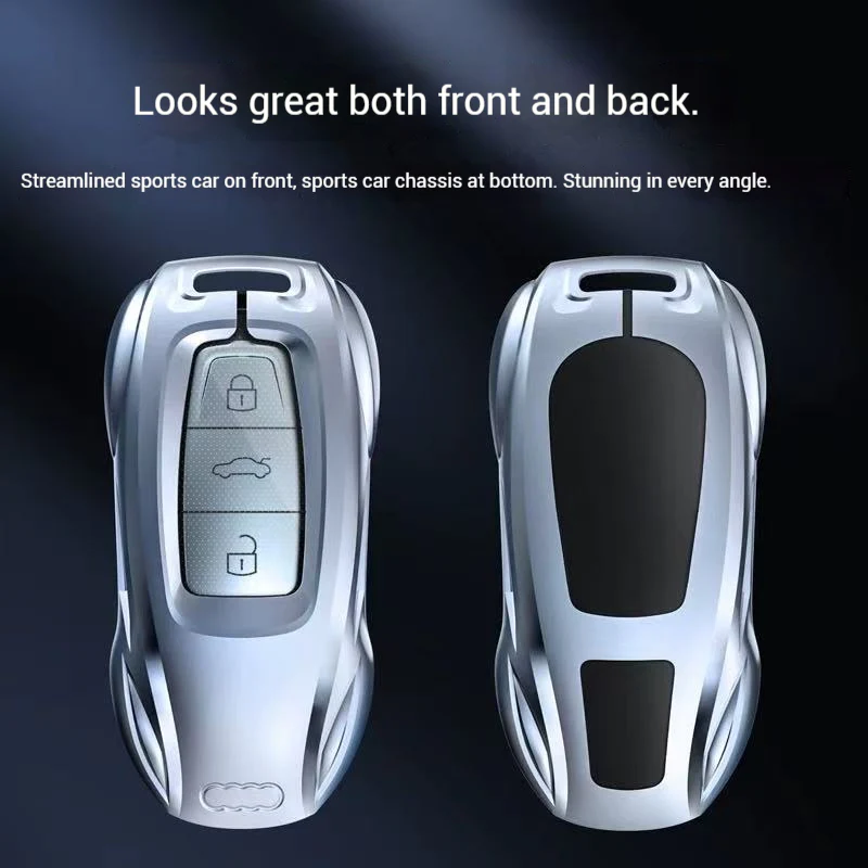 Audi Zinc Alloy Silicone Car Key Fob Case Cover For A3 For A4, A5, Q3, Q7, Audi TT - Image 5