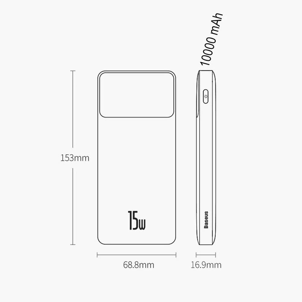 Baseus Bipow Digital Display Power Bank 10000mAh 15W (Overseas Edition) PPBD050001-Black - Image 8