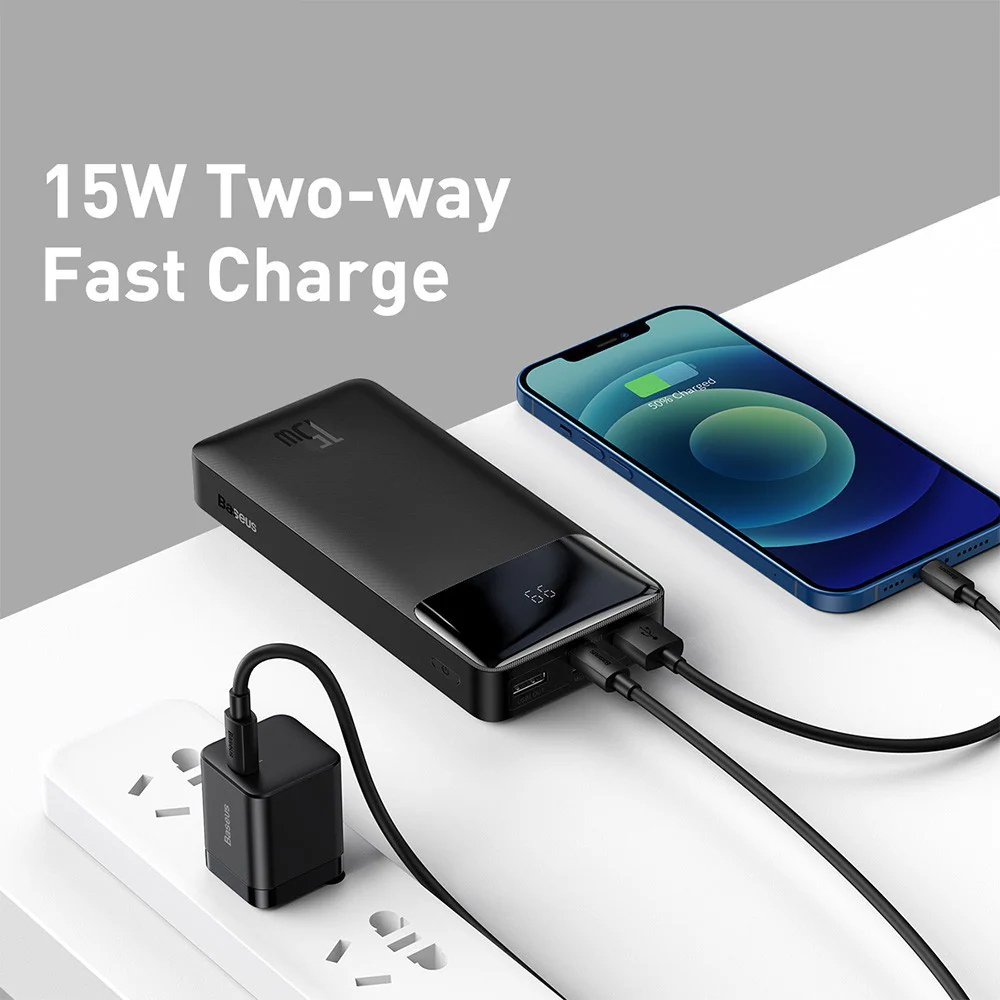Baseus Bipow Digital Display Power Bank 20000mAh 15W (Overseas Edition) PPBD050101-Black - Image 6