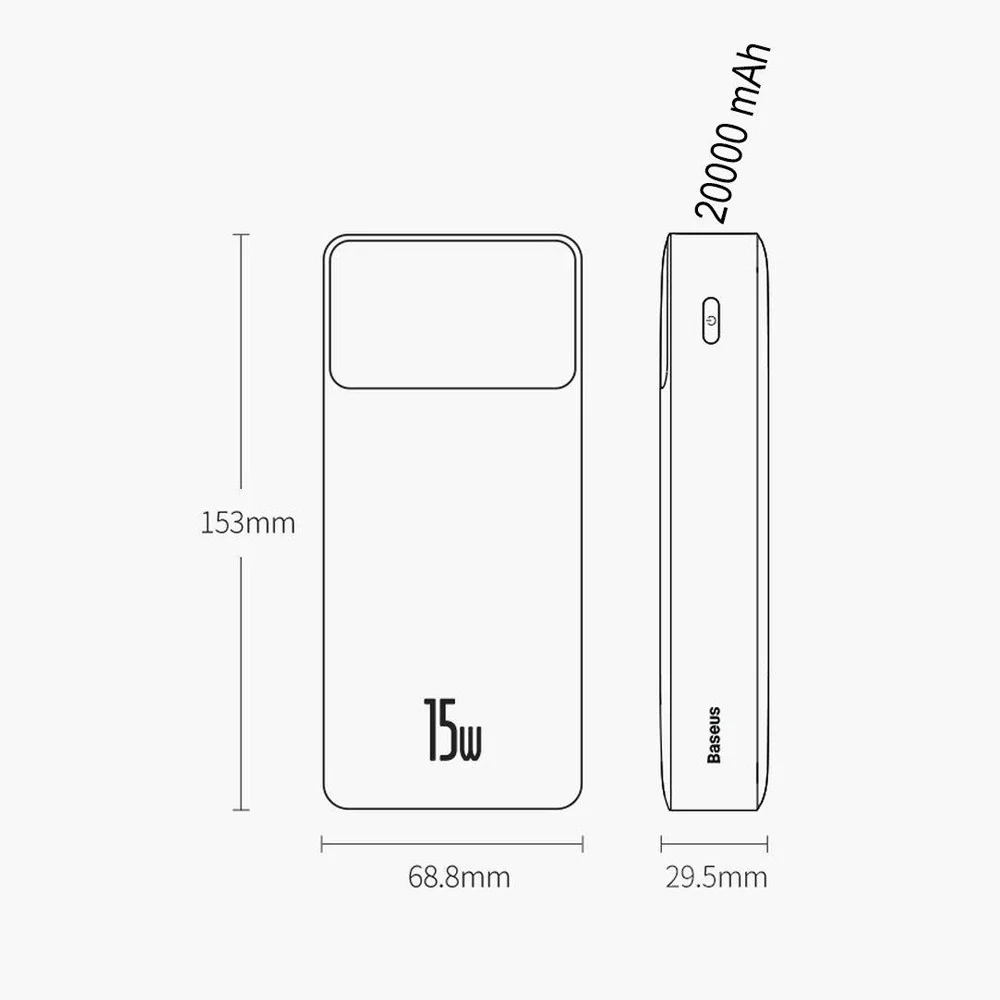 Baseus Bipow Digital Display Power Bank 20000mAh 15W (Overseas Edition) PPBD050101-Black - Image 9
