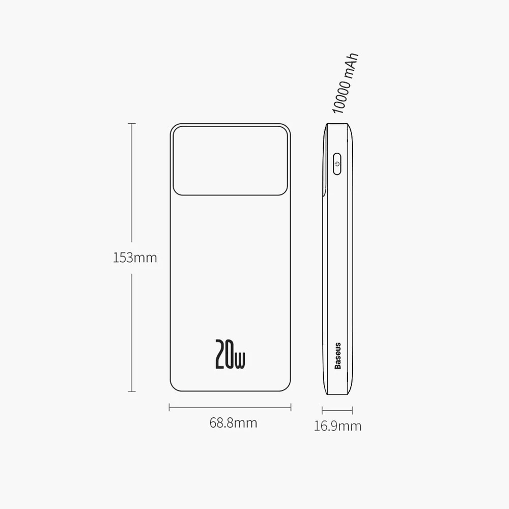 Baseus Bipow Fast Charging Power Bank 10000mAh 20W (Overseas Edition) PPBD050301-Black - Image 8