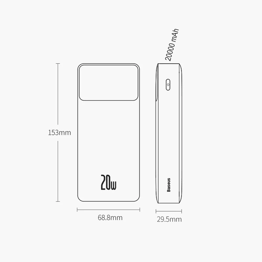 Baseus Bipow Fast Charging Power Bank 20000mAh 20W (Overseas Edition) PPBD050501-Black - Image 10