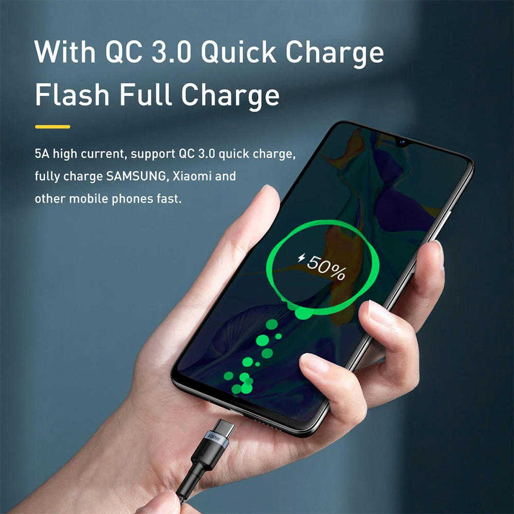 Baseus Cafule PD2.0 100W Flash Charging Type-C to Type-C Cable (20V 5A) 2m - Image 5
