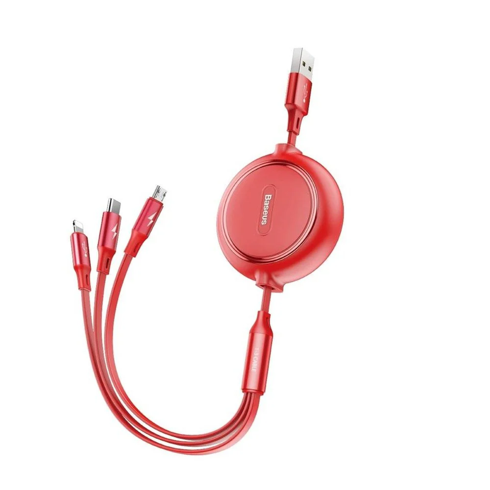 Baseus Golden Loop Retractable 3 in 1 USB Cable 3.5A (35cm-120cm) - Image 10