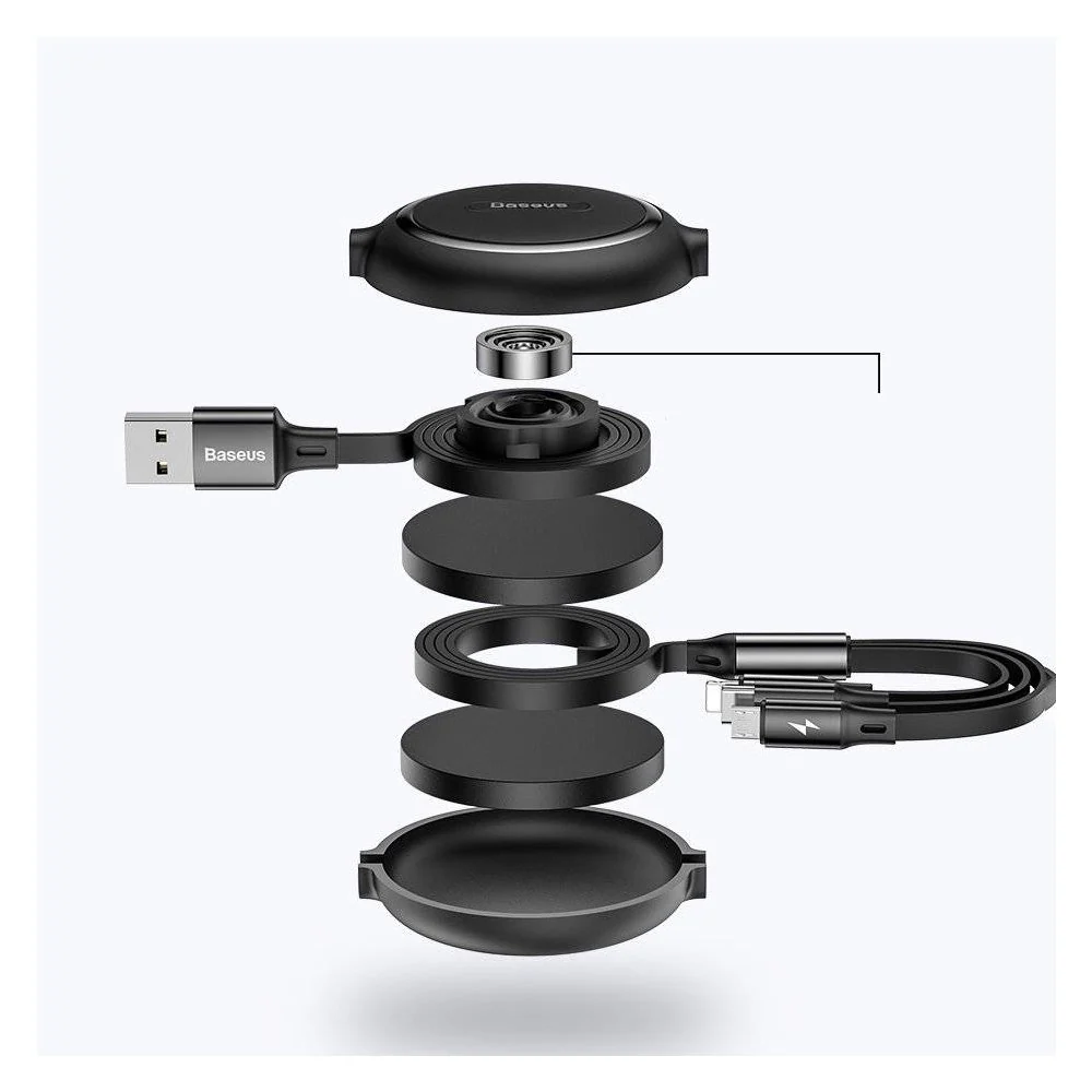 Baseus Golden Loop Retractable 3 in 1 USB Cable 3.5A (35cm-120cm) - Image 2