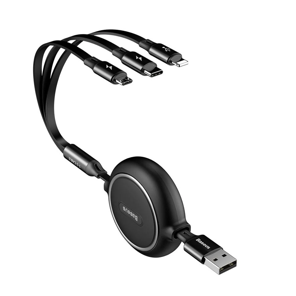 Baseus Golden Loop Retractable 3 in 1 USB Cable 3.5A (35cm-120cm) - Image 3