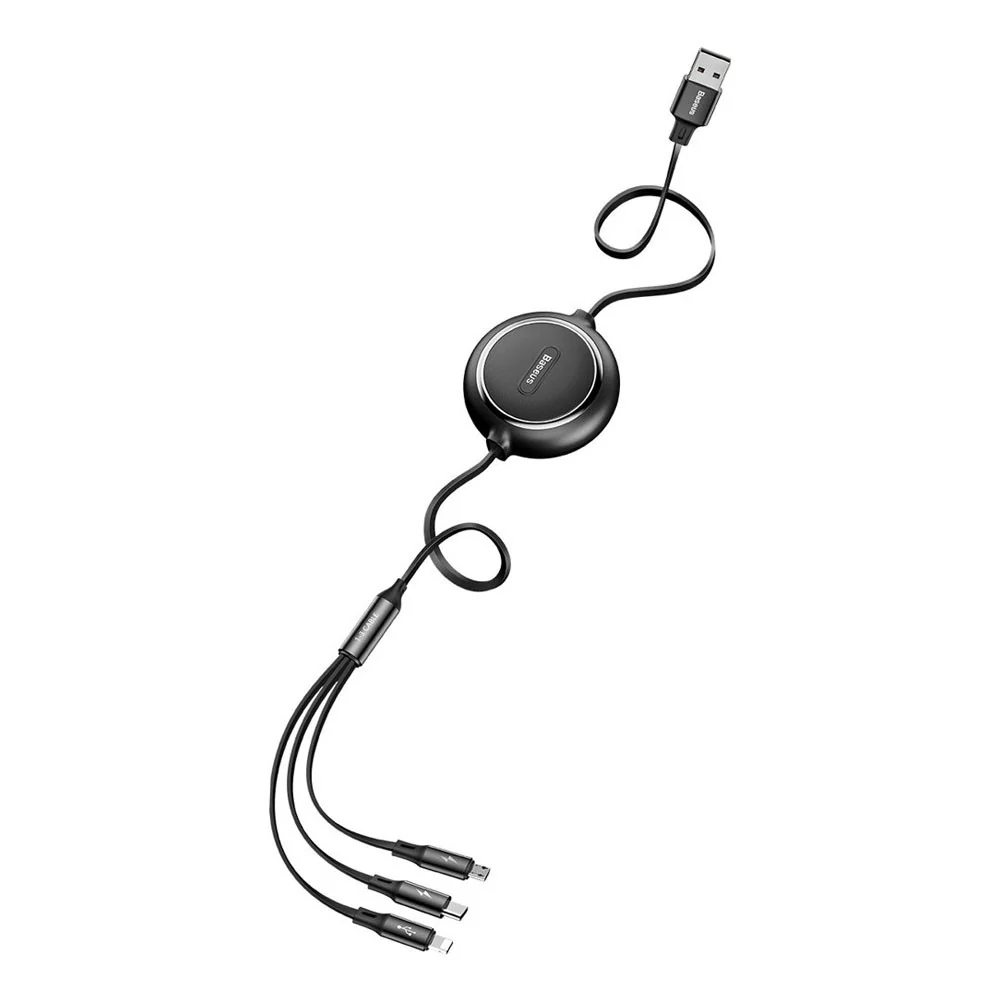 Baseus Golden Loop Retractable 3 in 1 USB Cable 3.5A (35cm-120cm) - Image 5