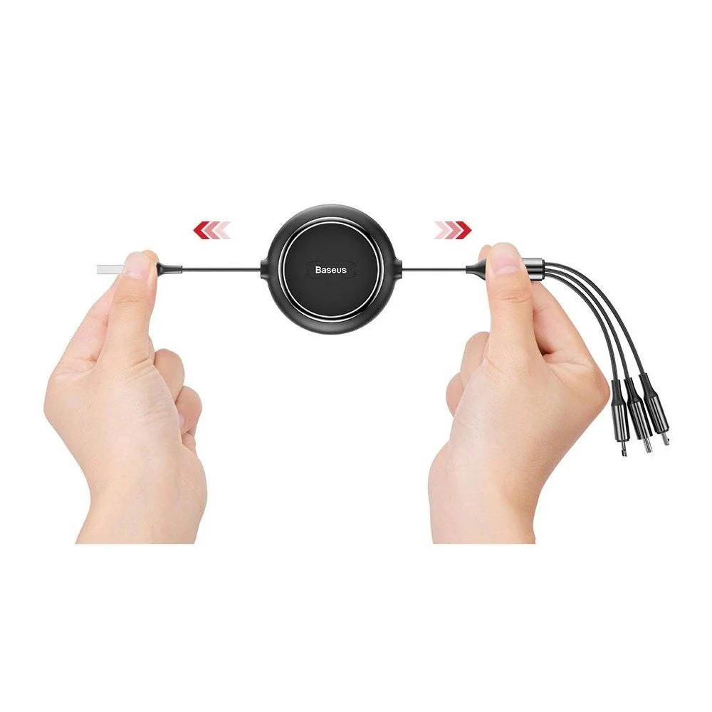 Baseus Golden Loop Retractable 3 in 1 USB Cable 3.5A (35cm-120cm) - Image 6