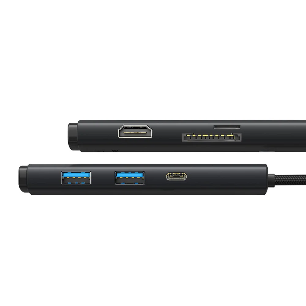 Baseus Lite Series 6-Port Type-C HUB Docking Station (Type-C to HDMI+USB3.0*2+PD+SD/TF) - Black - Image 4