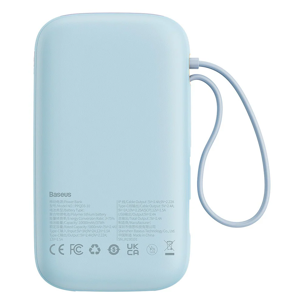 Baseus Qpow2 Dual-Cable Digital Display Fast Charge Power Bank 10000mAh 22.5W - Image 3