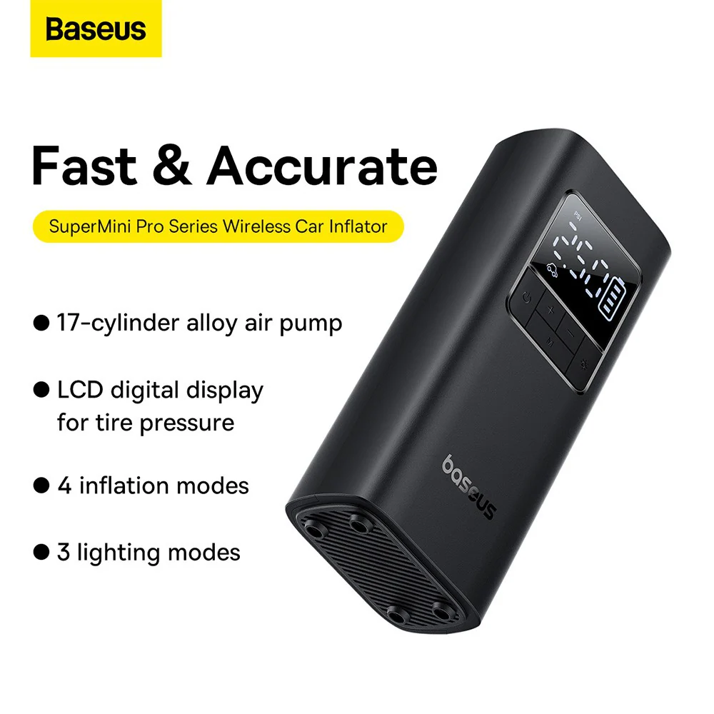 Baseus Super Mini Pro Series Wireless Car Inflator - Cluster Black - Image 8