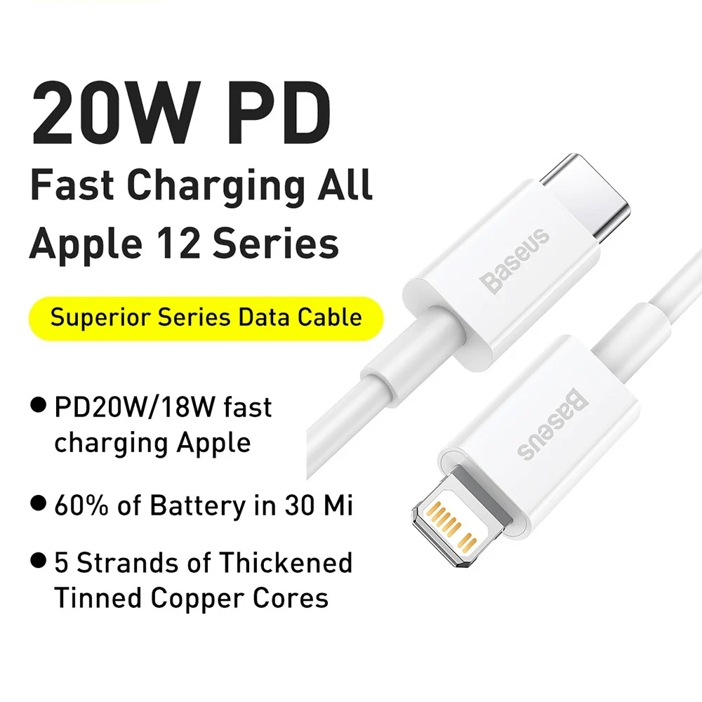 Baseus Superior Series Fast Charging Data Cable Type-C to iP PD 20W 0.25M - Image 4