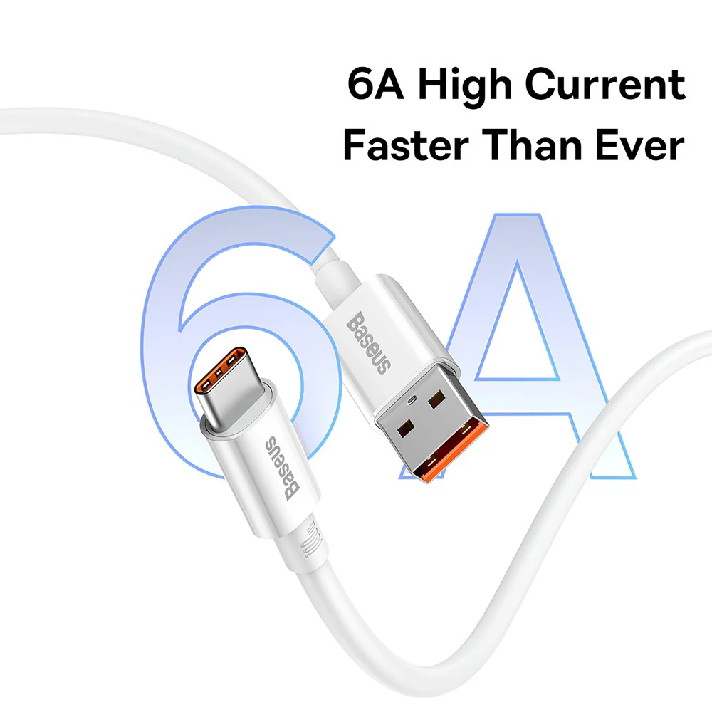 Baseus Superior Series Fast Charging Data Cable USB to Type-C 100W 2M - White - Image 4
