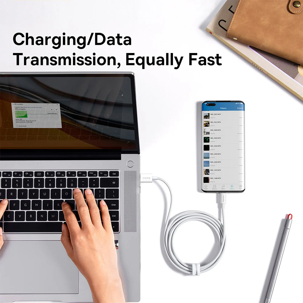 Baseus Superior Series Fast Charging Data Cable USB to Type-C 100W 2M - White - Image 6