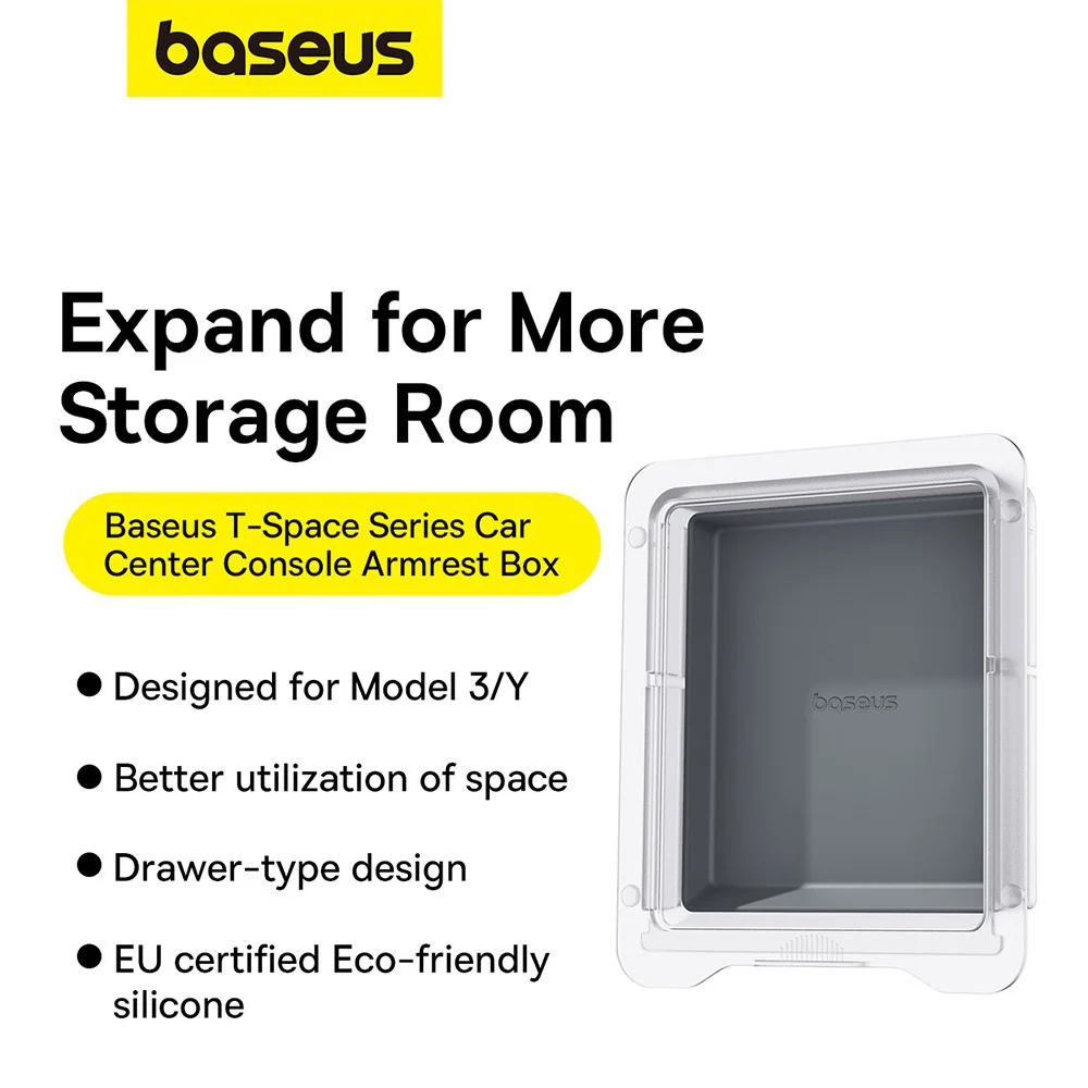 Baseus T-Space Series Car Center Console Armrest Box Twilight Grey - Image 3