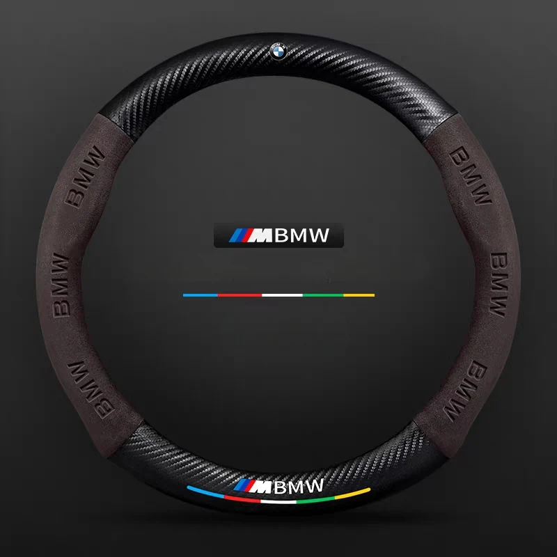 BMW Luxury Carbon Fiber Leather & Soft Suede Touch, Enhanced Grip Steering Wheel Cover For 3 Series, 4 Series, 5 Series, 6 Series, 7 Series, X1, X3, X4, X5, X6, X7 - Image 10