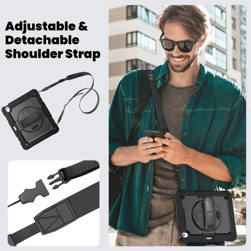[Built-in 360° Rotating Hand Strap & Stand] Apple iPad 10.9/11'' 10/11th Gen (2022/2025) Shockproof with Screen Protector Pencil Holder Heavy Duty Series Case - Image 9