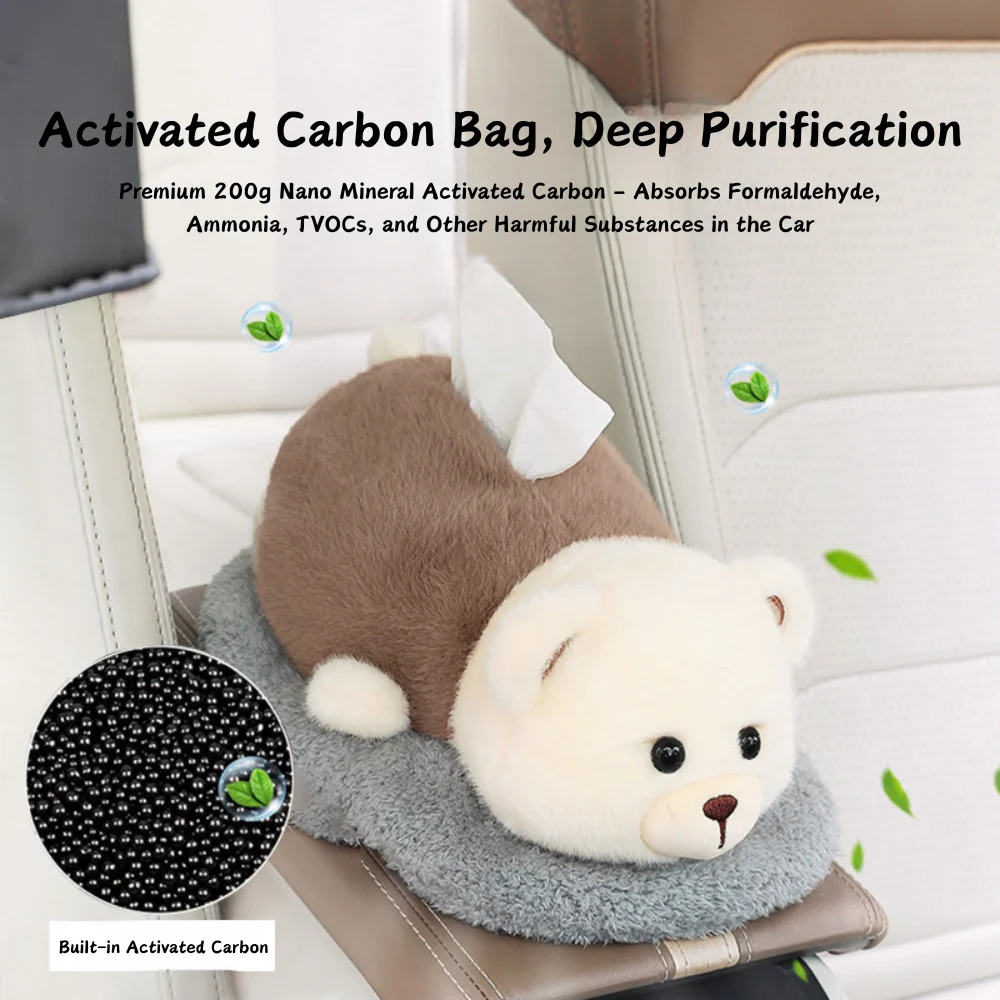 [Built-in Activated Carbon] Creative Cartoon Animal Car Armrest Tissue Box Car Decoration Formaldehyde Absorption - Image 7