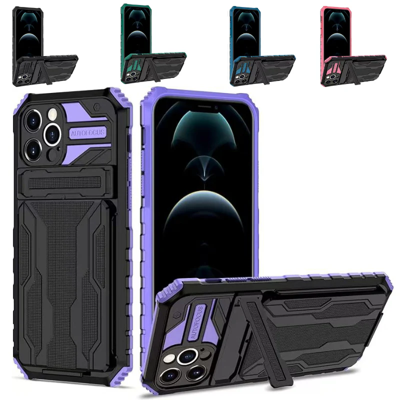 [Built-in Bracket][With Card Slot] Apple iPhone 12/Pro/Pro Max Multi-function Shockproof Heavy Duty Series Case - Image 2