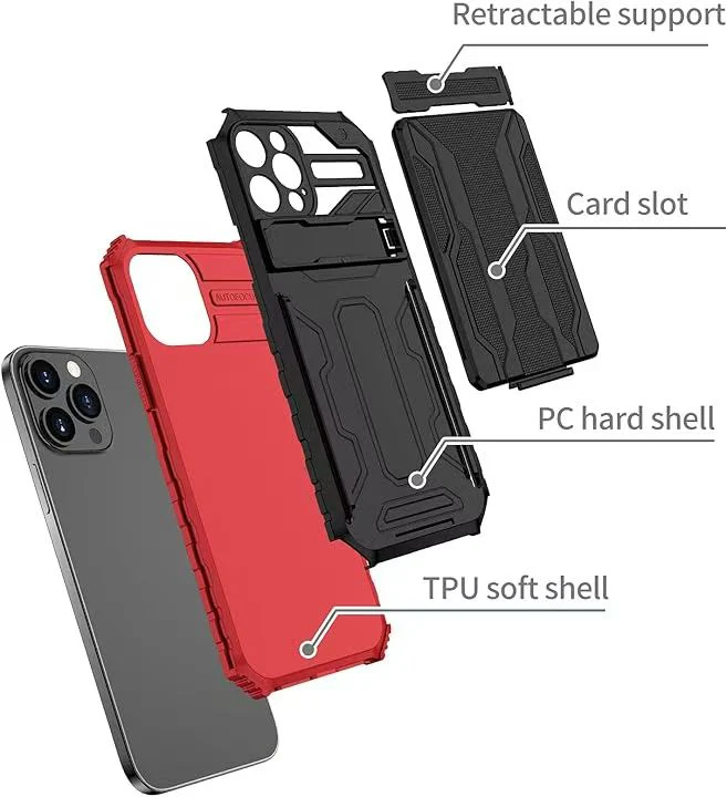 [Built-in Bracket][With Card Slot] Apple iPhone 12/Pro/Pro Max Multi-function Shockproof Heavy Duty Series Case - Image 8