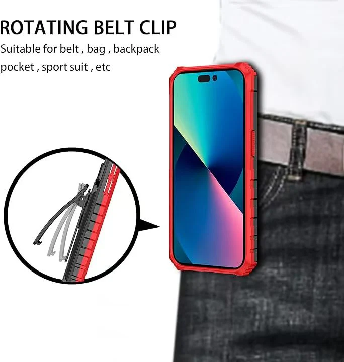 [Built-in Bracket][With Dorsal Clip] Apple iPhone 15/Pro/Pro Max/Plus Multi-function Shockproof Heavy Duty Series Case - Image 9