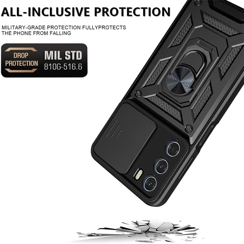 [Built-in 360-degree rotatable ring bracket][Camera Cover] Motorola Moto Edge 50 Neo - Shield Shockproof Rugged Heavy Duty Case With 2PC 9H Tempered Glass Screen Protector - Image 9