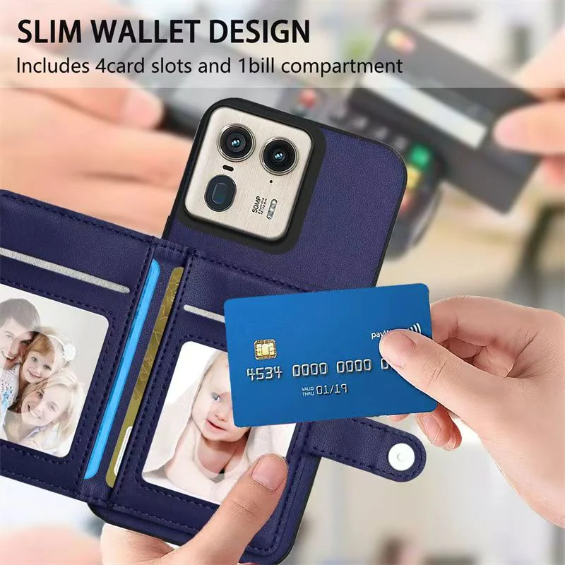 [Built-in Card Slot] Motorola Moto X50 Ultra/Edge 50/Neo Leather Shockproof Wallet Series Case - Image 5
