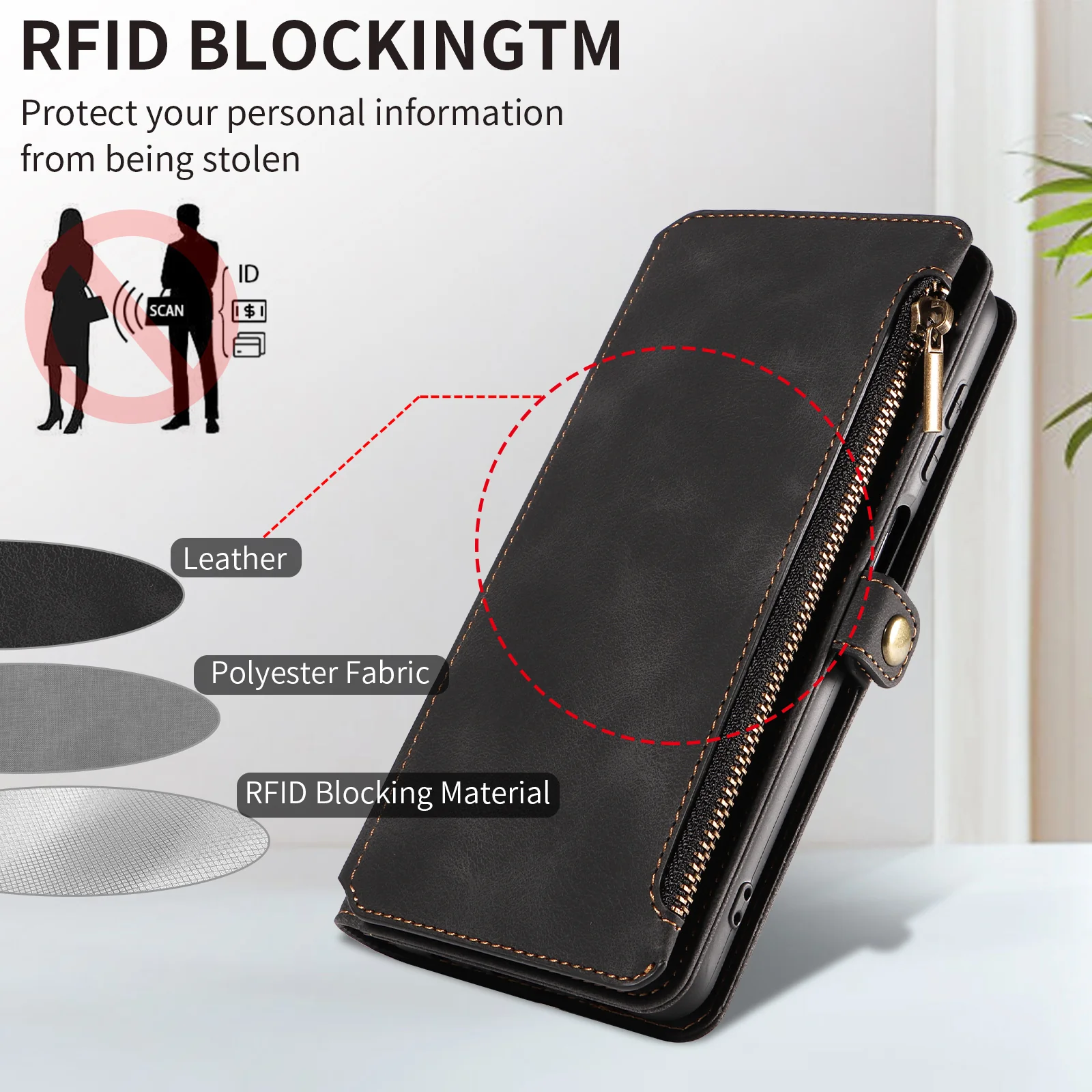 [Built-in Card Slot][With Strap] Samsung Galaxy S25/Plus/Ultra/FE Premium Genuine Leather Wallet Protective Case - Image 6