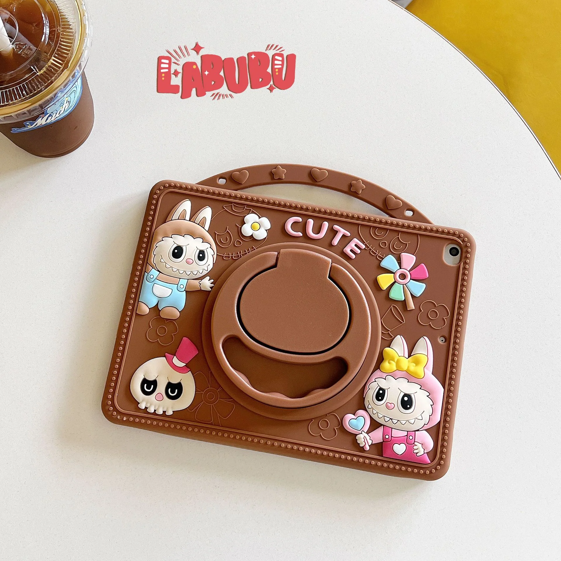 [Built-in Handle] Lenovo Tab M11 11.0" 2024 (TB-330XU/330FU) - Cartoon Labubu Silicone Stand Heavy Duty Series Case - Image 3
