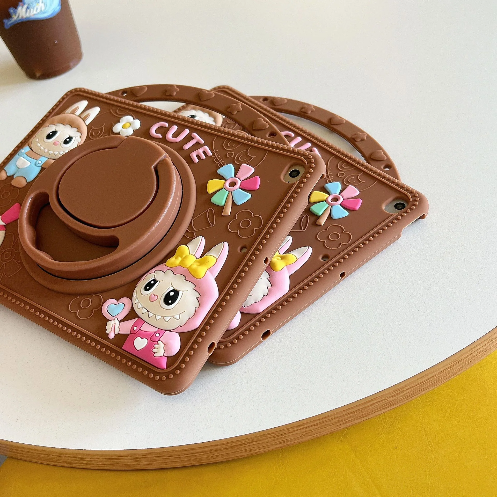 [Built-in Handle] Lenovo Tab M11 11.0" 2024 (TB-330XU/330FU) - Cartoon Labubu Silicone Stand Heavy Duty Series Case - Image 4