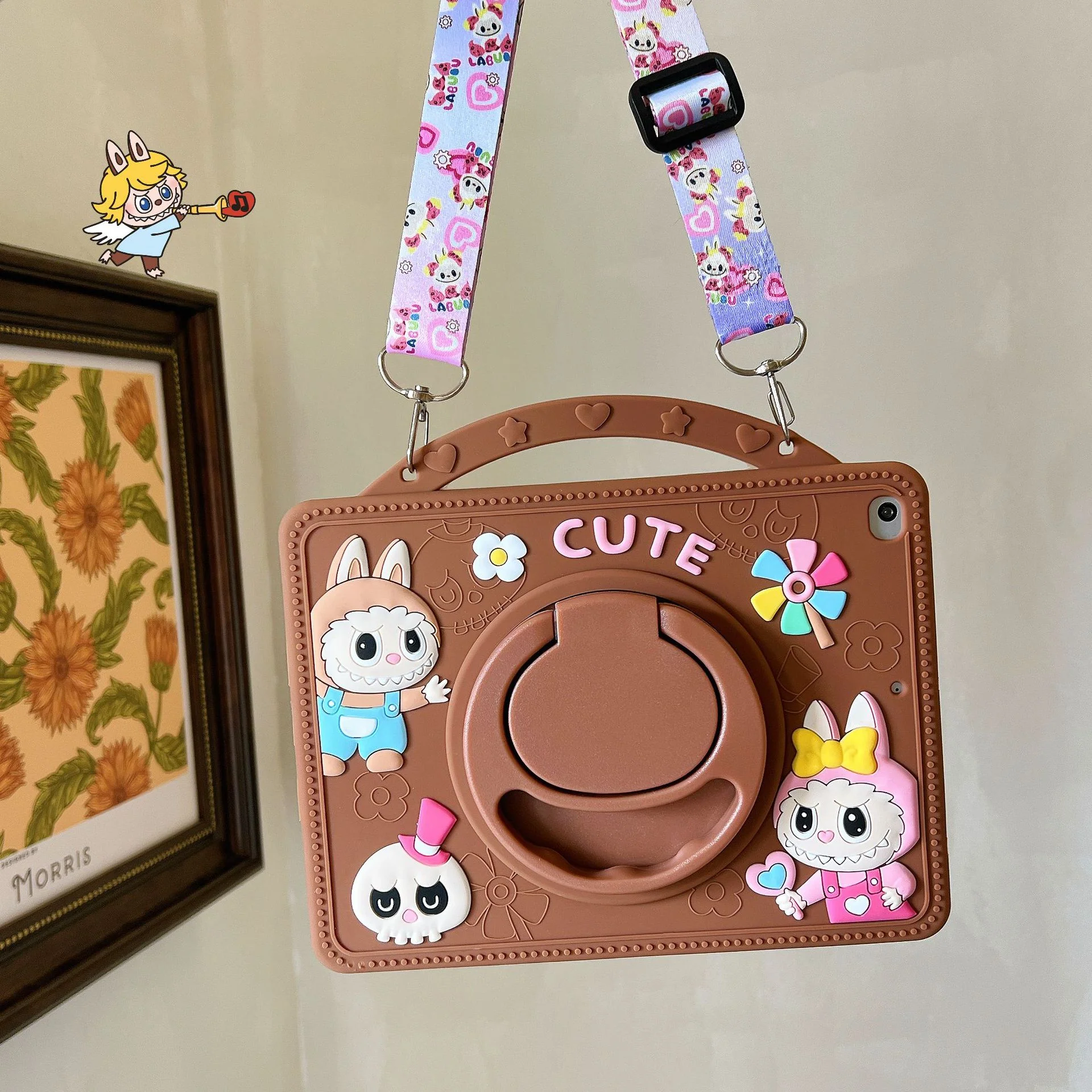 [Built-in Handle] Lenovo Tab M11 11.0" 2024 (TB-330XU/330FU) - Cartoon Labubu Silicone Stand Heavy Duty Series Case - Image 5