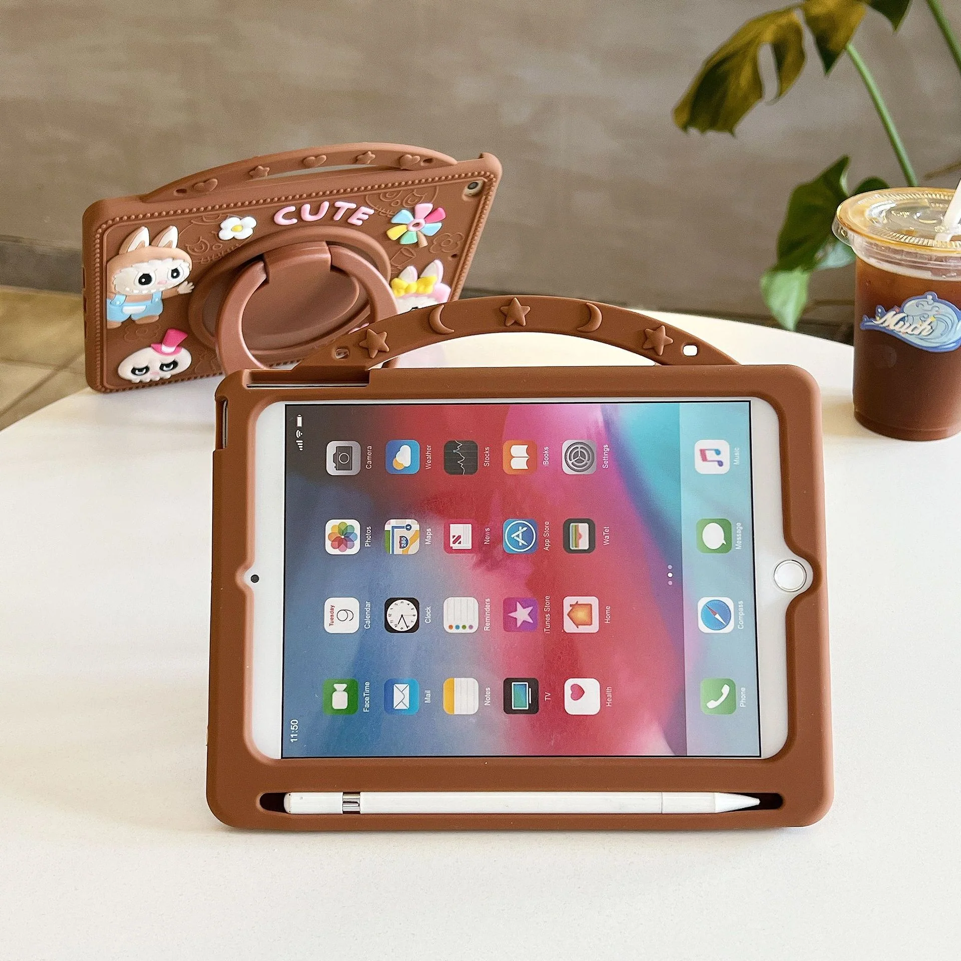 [Built-in Handle] Lenovo Tab M11 11.0" 2024 (TB-330XU/330FU) - Cartoon Labubu Silicone Stand Heavy Duty Series Case - Image 6